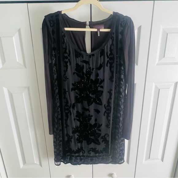 Hale Bob Black Beaded like New Dress - Size Large - Picture 1 of 10